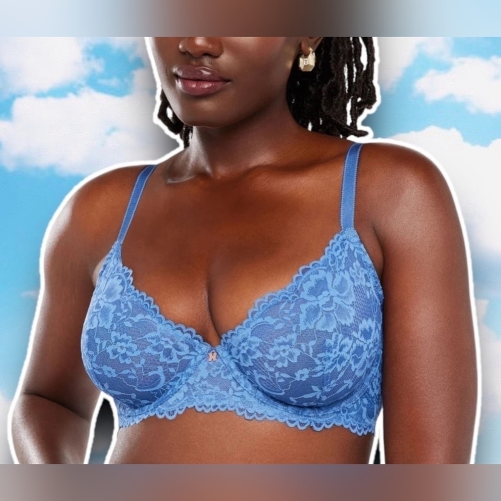 SAVAGE X FENTY Floral Lace Unlined Blue River 34DDD Coquette Pastel Lolita